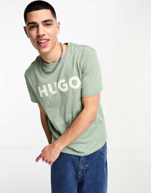 HUGO – Dulivio – T-Shirt in Pastellgrün mit Logo