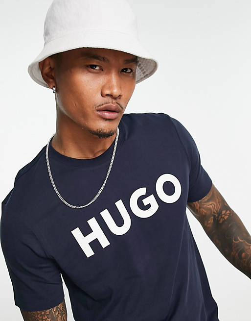Hugo - Dulivio - T-shirt met logo in marineblauw  
