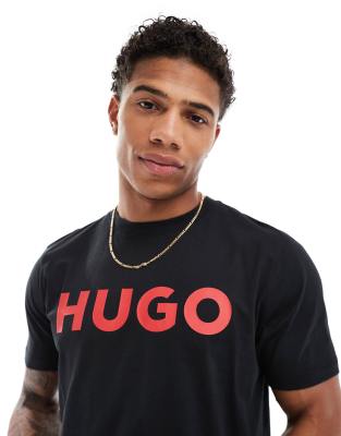 Hugo Dulivio t-shirt with red logo in black 12890₽