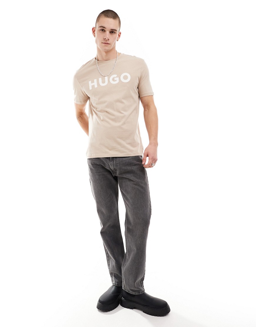 HUGO Dulivio unisex relaxed t-shirt in beige-Neutral