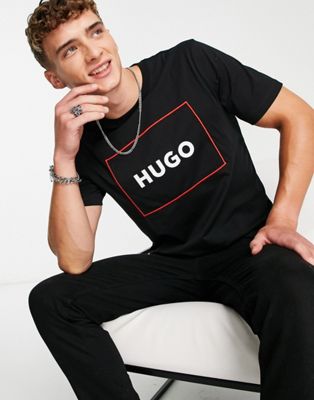HUGO Dumex box outline logo t-shirt in black