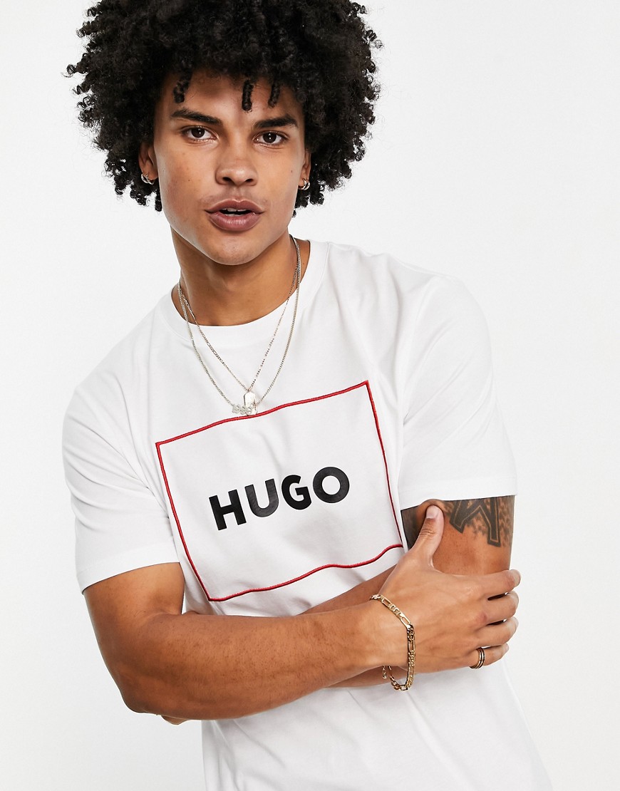 HUGO Dumex box outline logo t-shirt in white