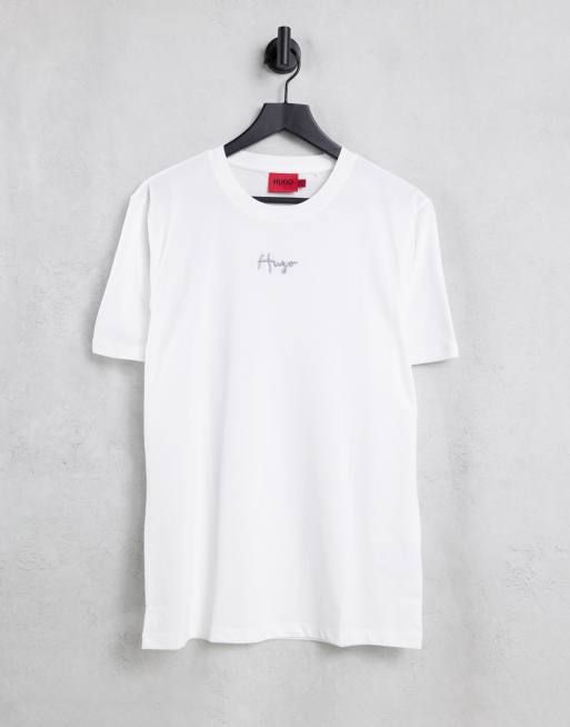 HUGO Durned214 T shirt a logo sur le devant Blanc ASOS