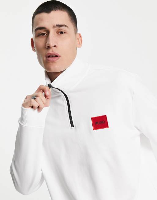 Hugo - Durty - Sweat à col zippé - Blanc 