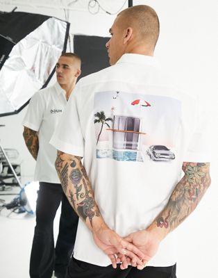 Hugo Ebor sheer logo short sleeve shirt in white