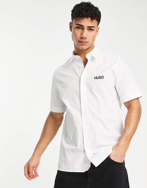 Hugo boss short sleeve shirt white sale