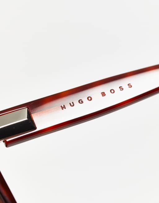 Hugo – Eckige Sonnenbrille mit breitem Rahmen in Havanna-Schildpattoptik, 2 von 4