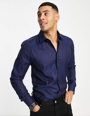 BOSS by Hugo Boss HUGO Elisha slim fit formal shirt-Navy