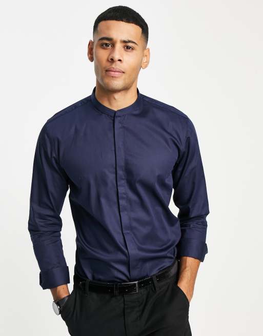 Hugo boss cheap grandad collar shirt