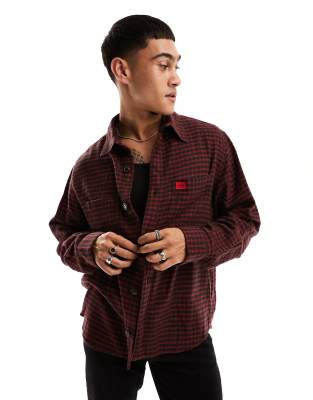 Hugo Red HUGO Erato oversized check shirt in red