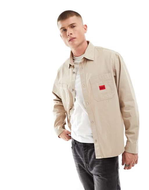 HUGO Erato oversized Calvin shirt in beige 