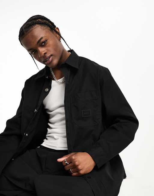 HUGO - Erato - Oversized sorte skjorte med lommer