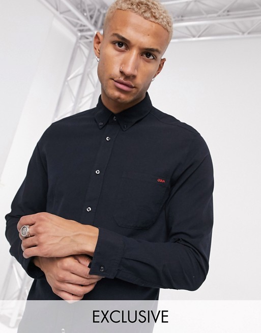 HUGO Ermann oxford shirt with contrast logo in black Exclusive at ASOS