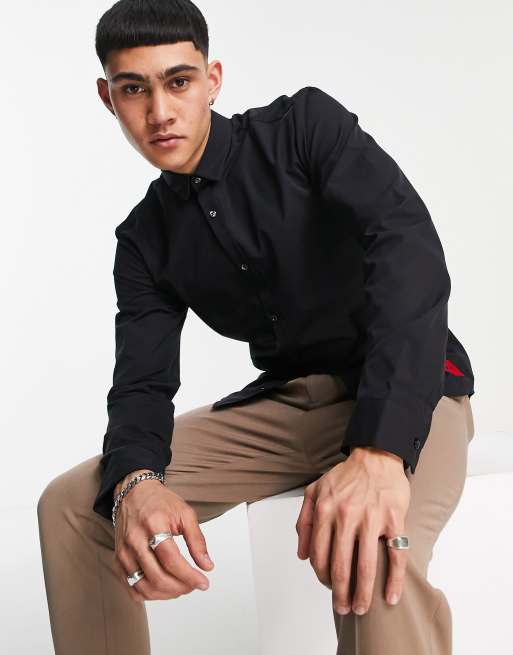 HUGO Ero3 W shirt in black ASOS