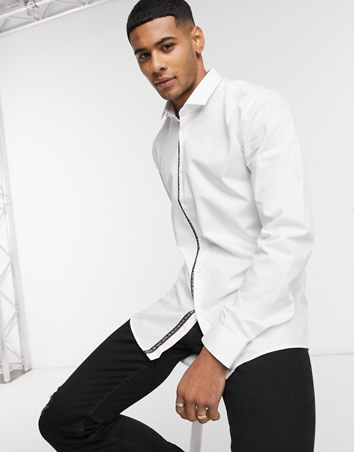 HUGO Erondo extra slim fit stretch cotton poplin shirt in white