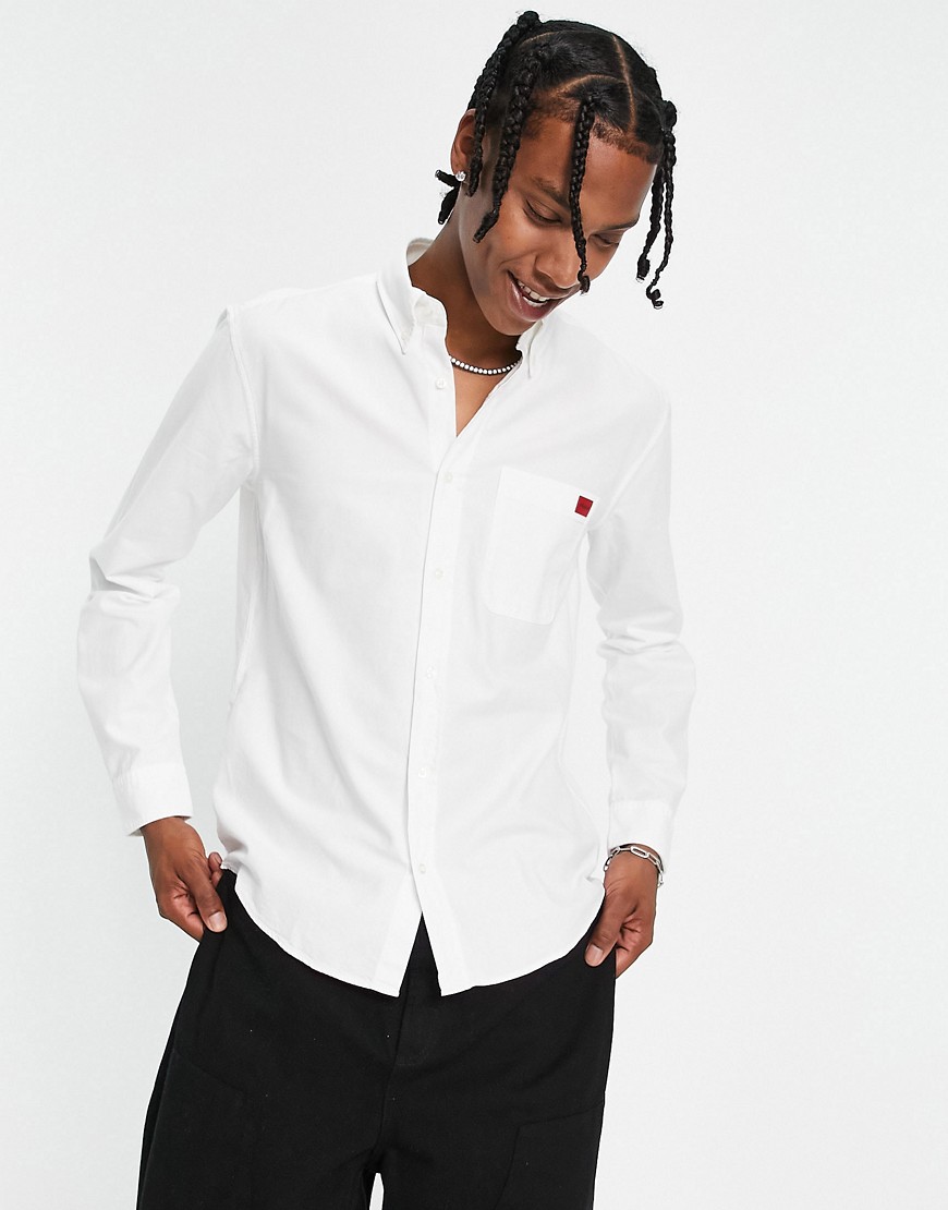 HUGO Evito slim fit long sleeve shirt in white