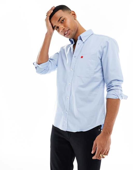 HUGO - Evito - Slim-fit overhemd in lichtblauw
