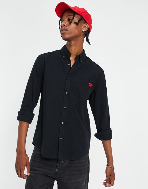 HUGO - Evito - Sort slim fit-skjorte med lange ærmer - view 1