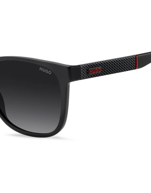 Hugo gafas de sol rectangulares - negras con lentes degradadas grises en negro, 5 de 6