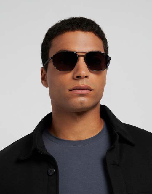 HUGO gafas de sol tipo navigator con lentes degradadas grises en negro, 1 de 7