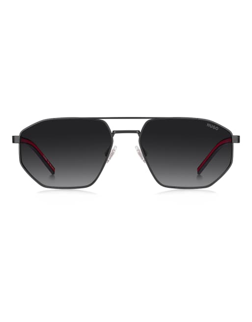 HUGO gafas de sol tipo navigator con lentes degradadas grises en negro, 2 de 7