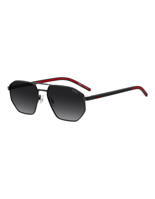 HUGO gafas de sol tipo navigator con lentes degradadas grises en negro, 3 de 7