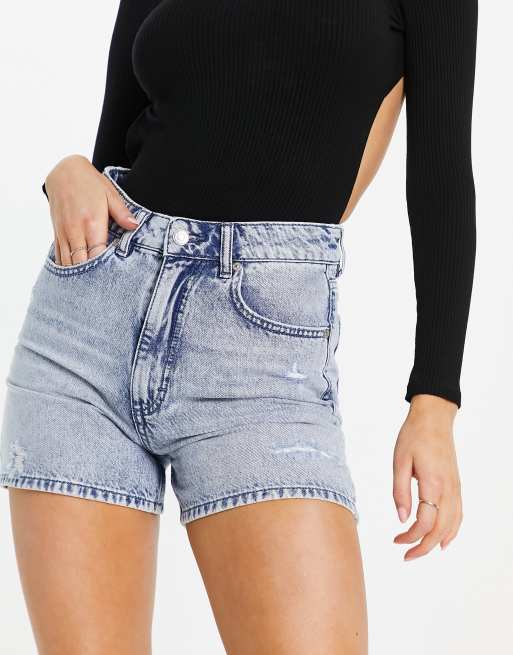 HUGO Ganetta denim shorts in light blue