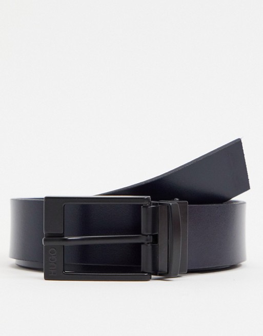 HUGO Gardo leather reversible belt gift set in black