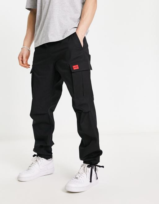 HUGO - Regular-fit cargo trousers in ripstop cotton