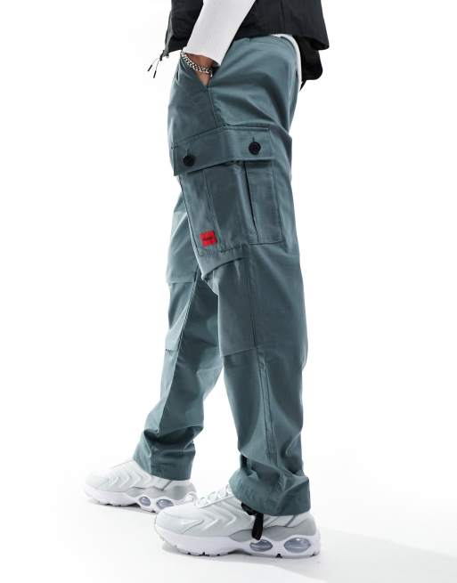 HUGO - Ripstop cargo trousers with logo print