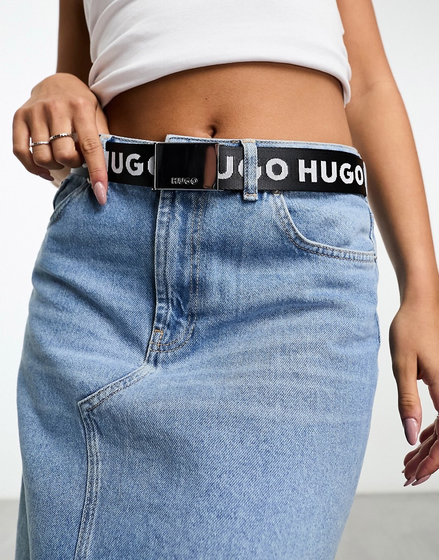 HUGO Garratt logo belt in black