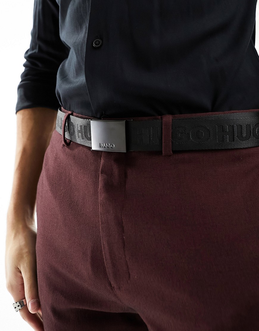 HUGO Garrett woven belt in black