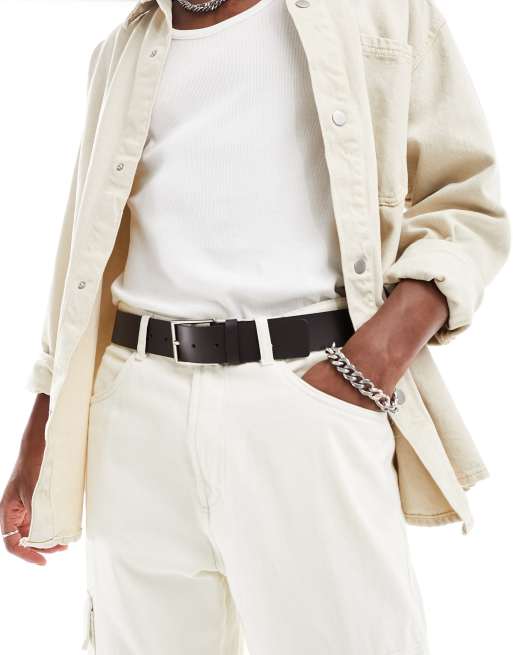 HUGO Giaspo belt in dark brown