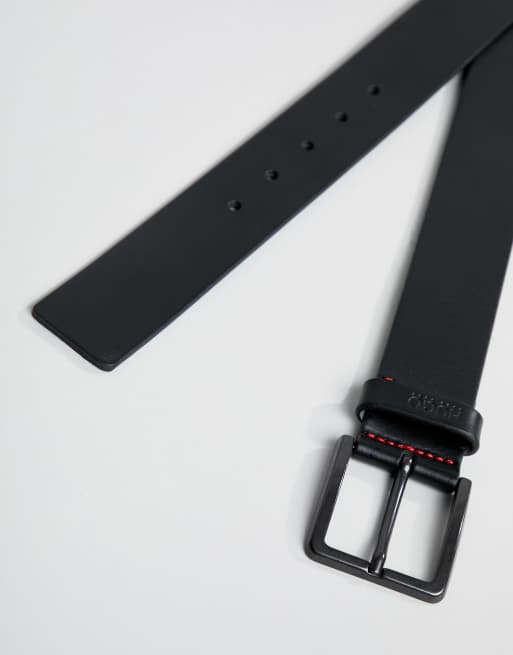 Hugo gionio leather shop belt in black