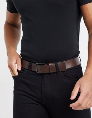HUGO Gionio leather belt in brown | ASOS