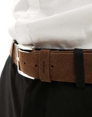 Hugo Red HUGO Gionio suede belt in brown