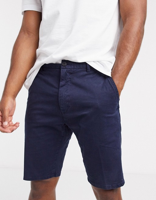 HUGO Glens203D slim fit shorts with back logo tab in navy