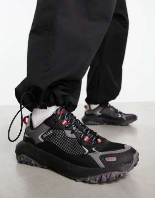HUGO Mens GO1ST kntpu Mixed-Material lace-up Trainers with degradé