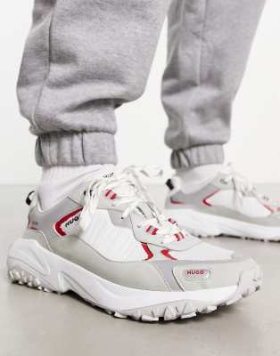 HUGO BOSS HUGO GO1ST SNEAKERS IN WHITE AND PALE GRAY