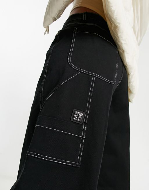 HUGO Haifa 1 straight fit carpenter trousers in black