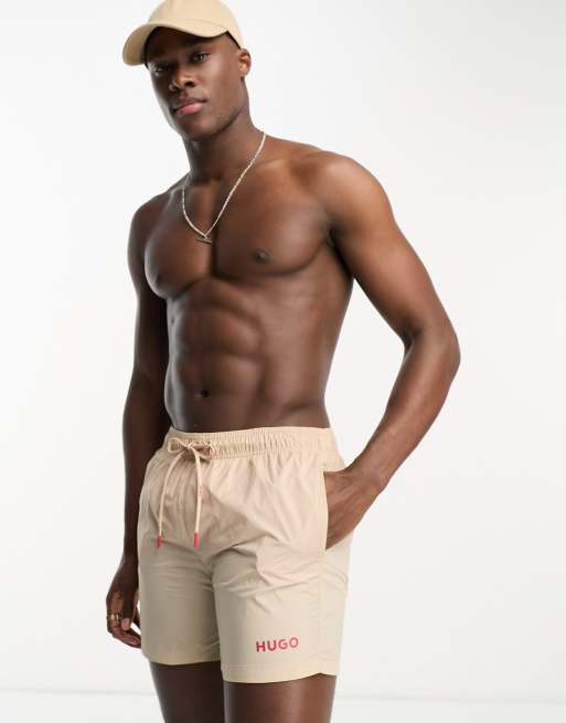 Hugo Haiti swim shorts in light beige ASOS