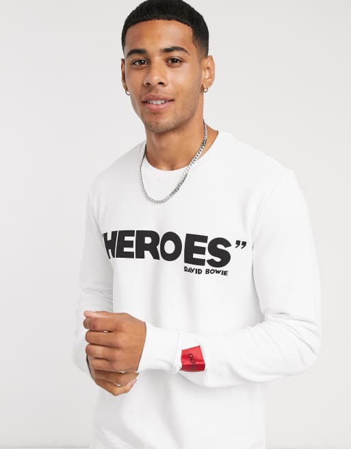 HUGO heroes logo cotton sweatshirt in white