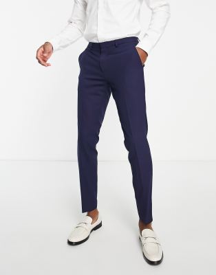 BOSS HUGO Hesten extra slim fit formal trousers-Navy