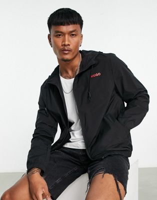 Hugo hooded windbreaker jacket in black - ASOS Price Checker