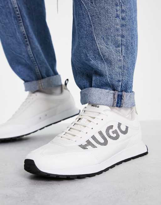 Hugo icelin runn logo trainers in white