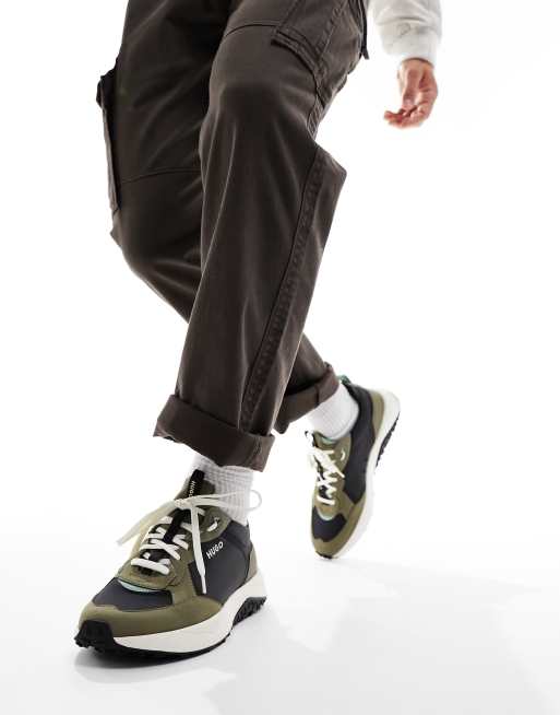 HUGO Kane Runn sneakers in beige and black
