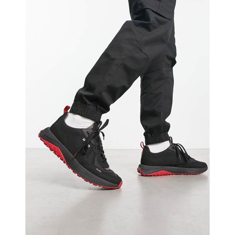 Black trainers 2025 with red soles