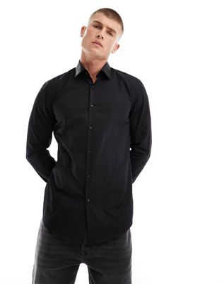 HUGO Kenno slim fit shirt in black  - ASOS Price Checker