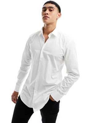 HUGO kenno slim fit shirt in white  - ASOS Price Checker