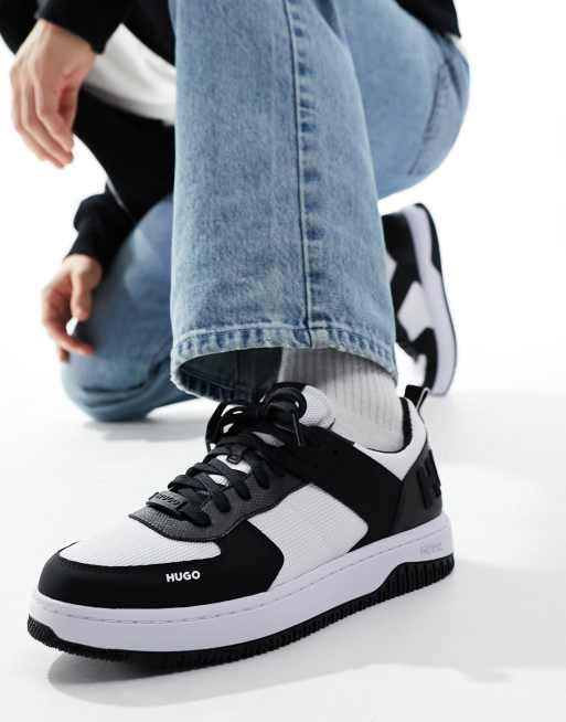 HUGO Kilian court trainers in black and white